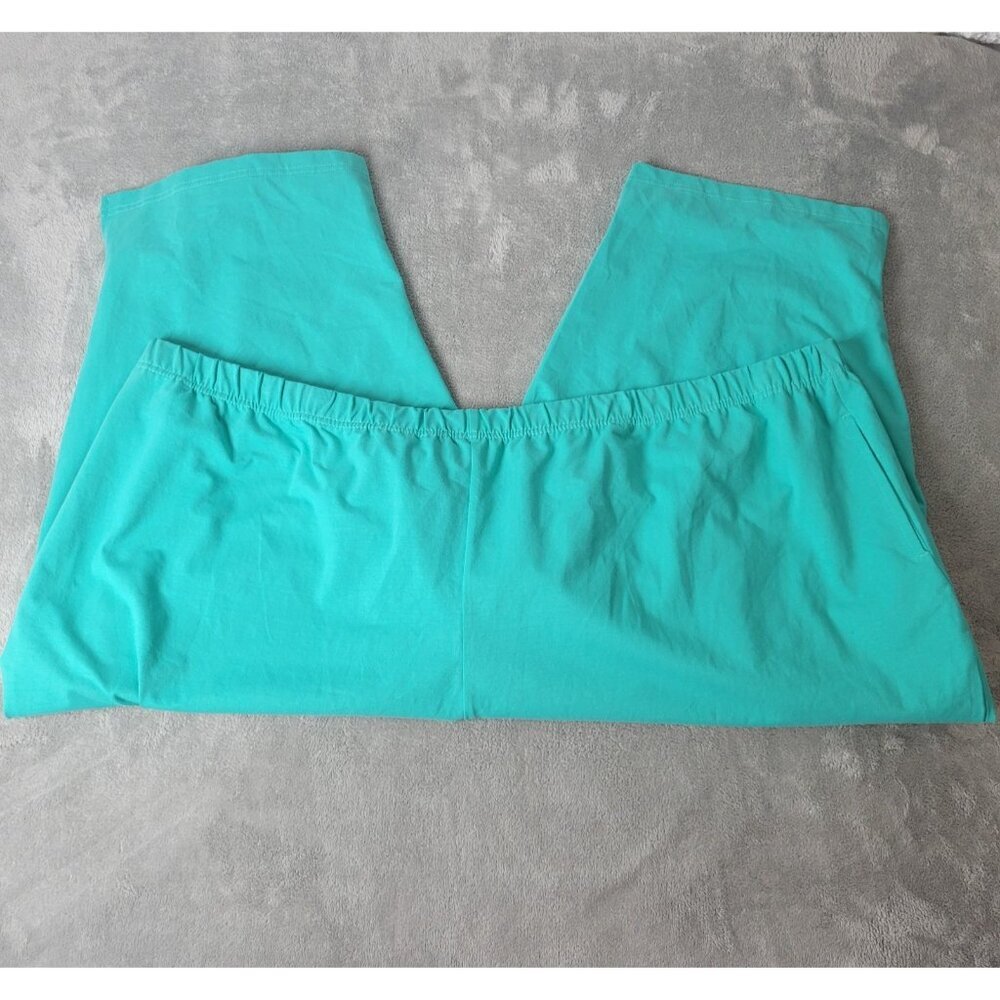 Catherines 4X Petite Plus Capri Pants Blue Elastic Waist Crochet Hem CAP49E